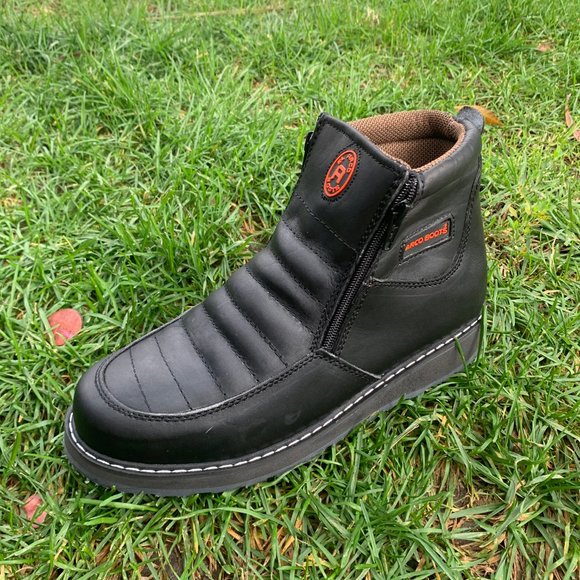 MEN\'S WORK BOOTS GENUINE LEATHER ZIP-UP BLACK 339 main image 2